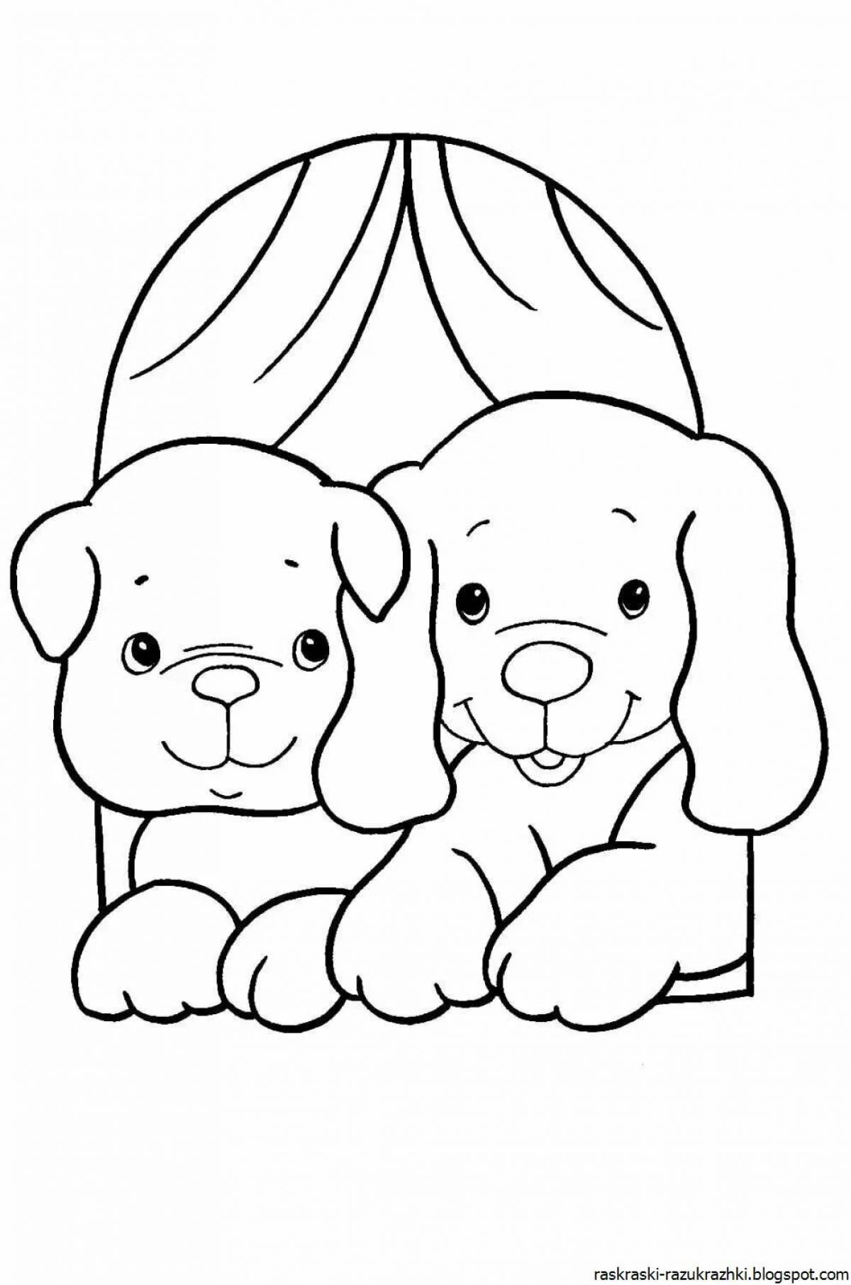 Colorful puppy coloring page