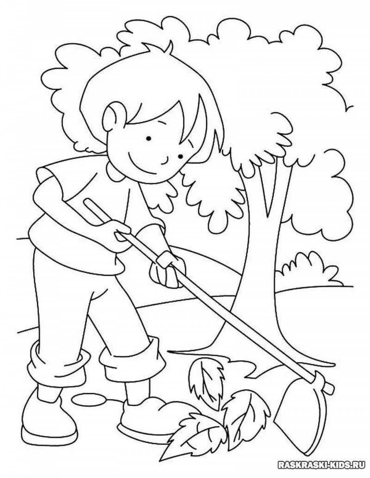 Colorful ecological coloring book for preschoolers