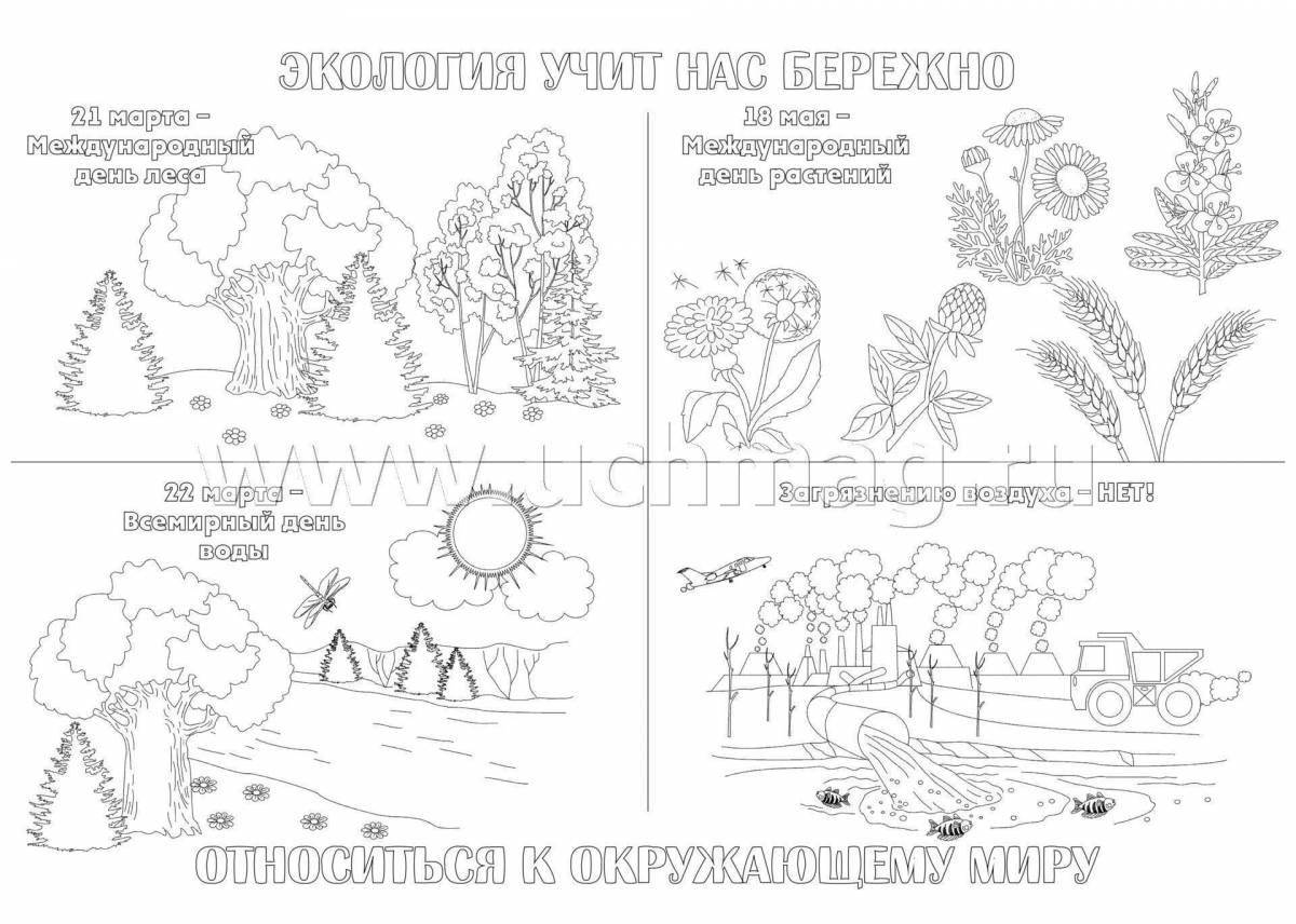 Educational ecology coloring book for preschoolers