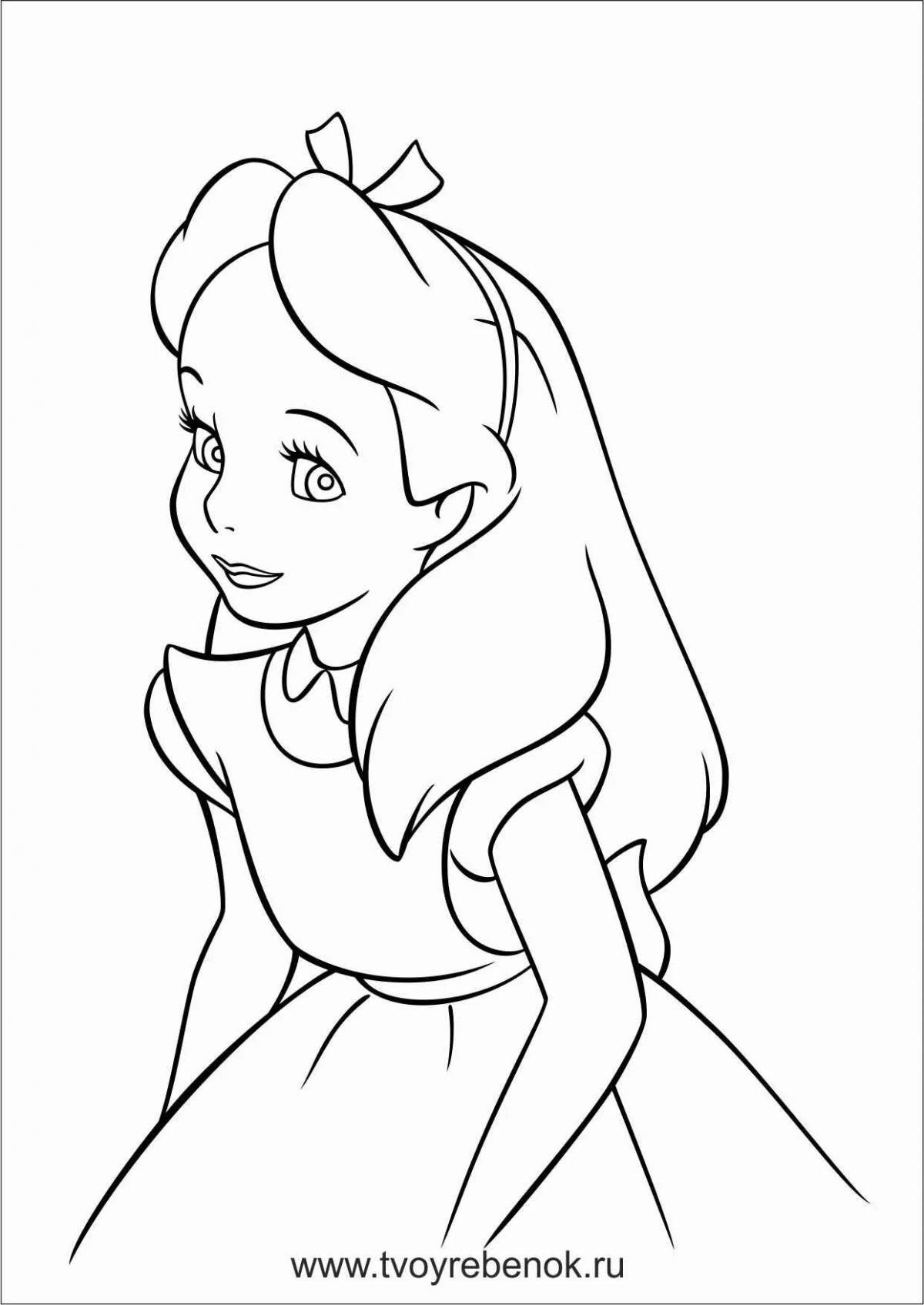 Gorgeous alice coloring for girls