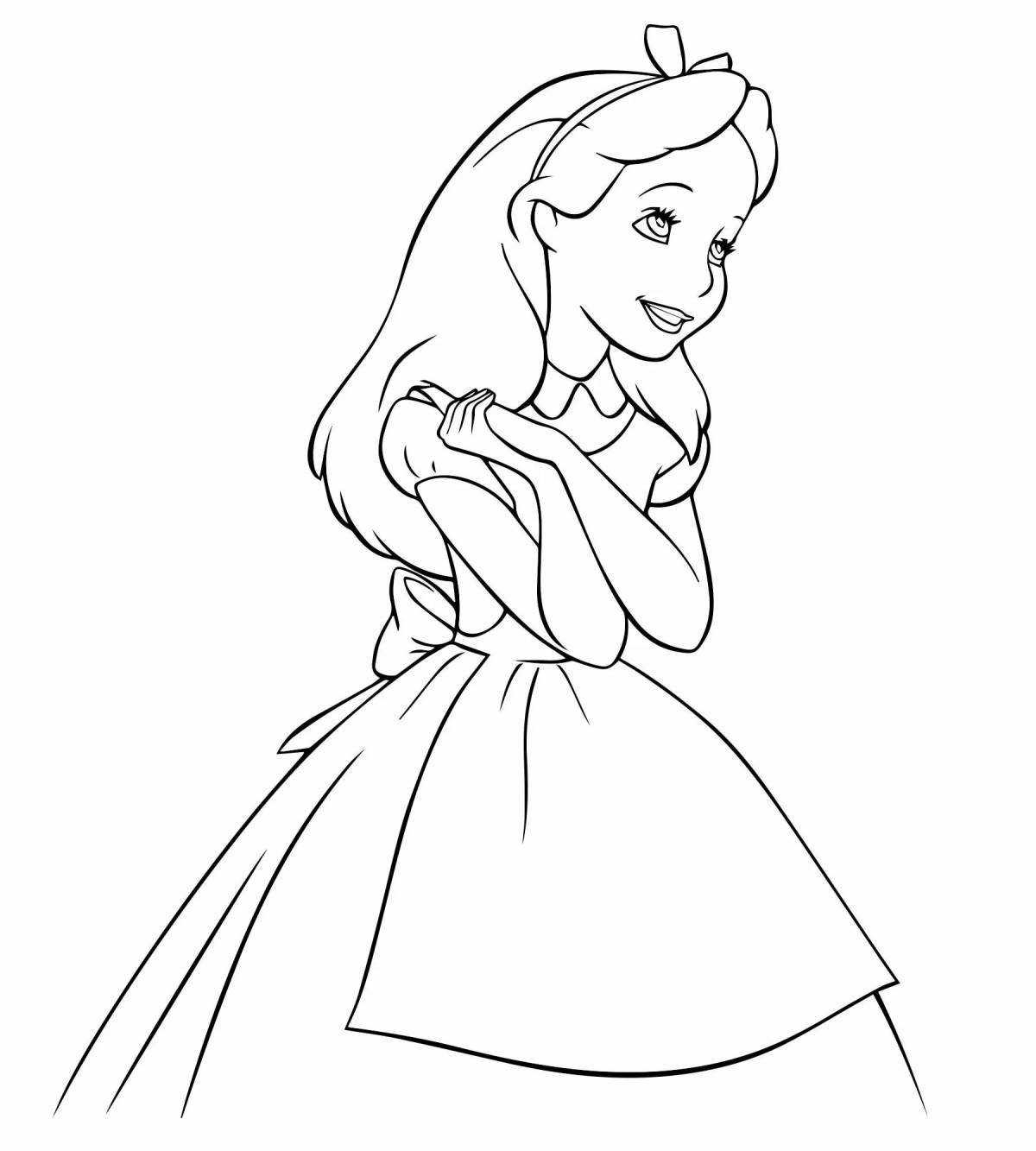 Shiny Alice coloring pages for girls