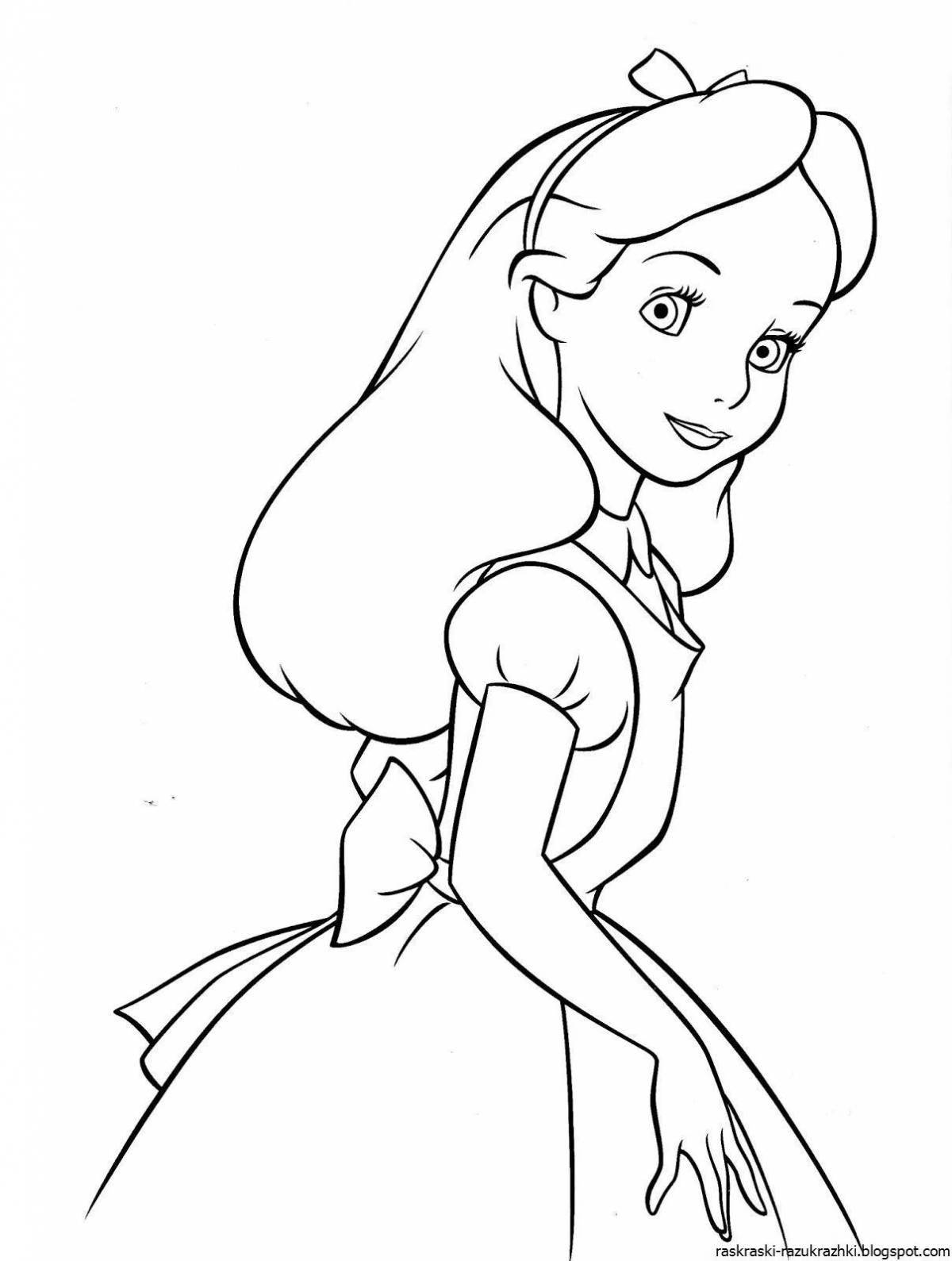 Animated alice coloring for girls