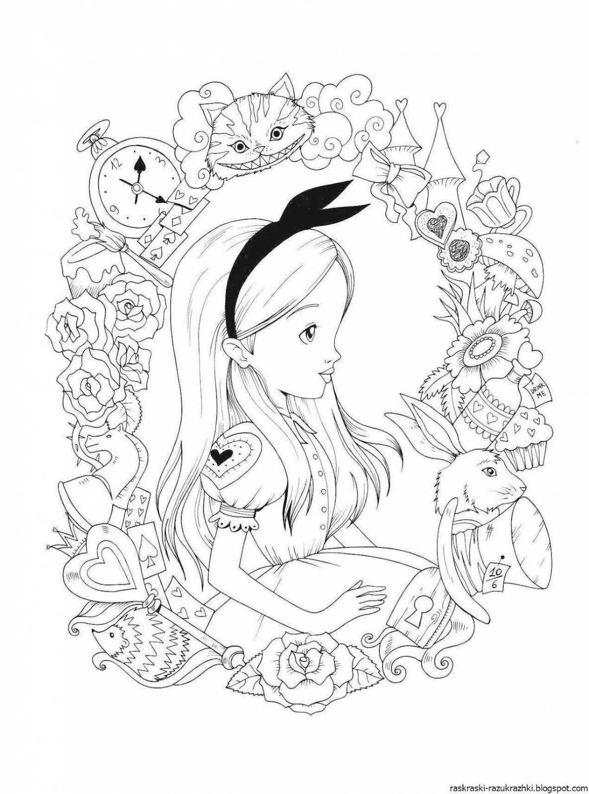 Witty alice coloring pages for girls