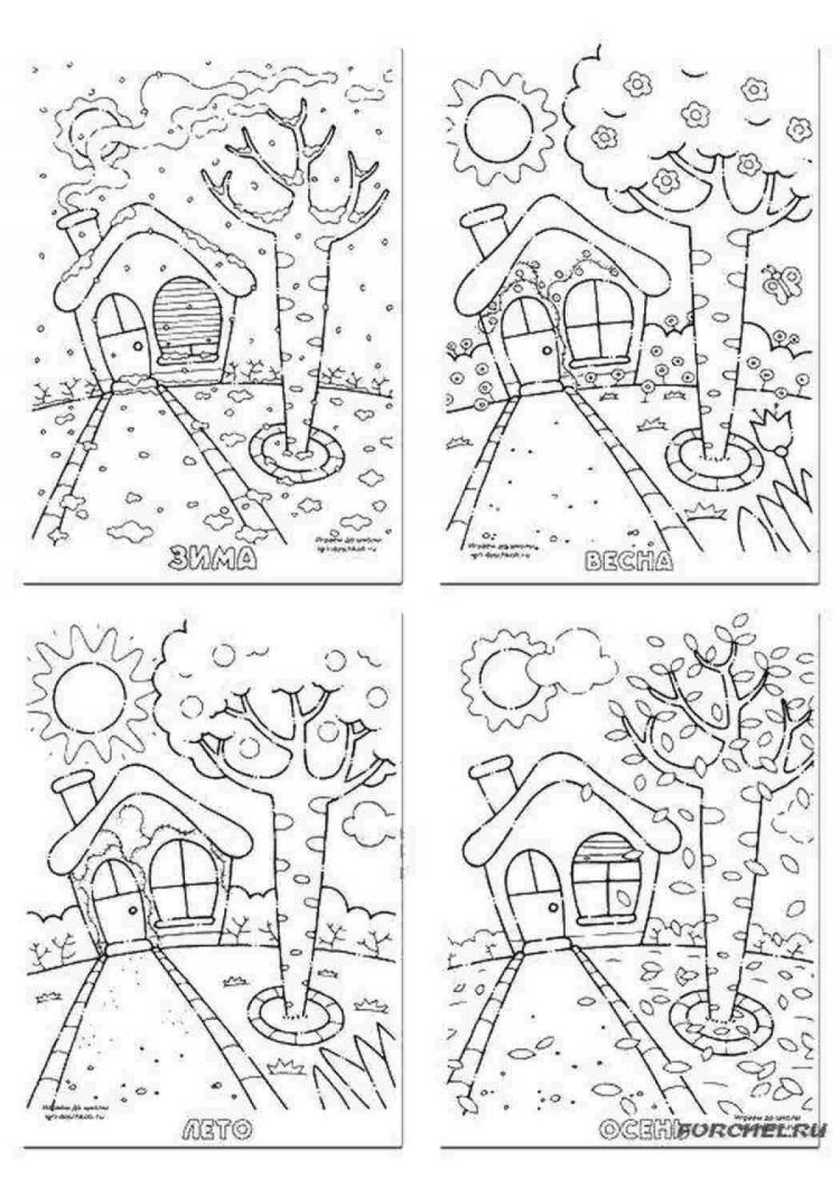 A fascinating coloring book signs of winter for children