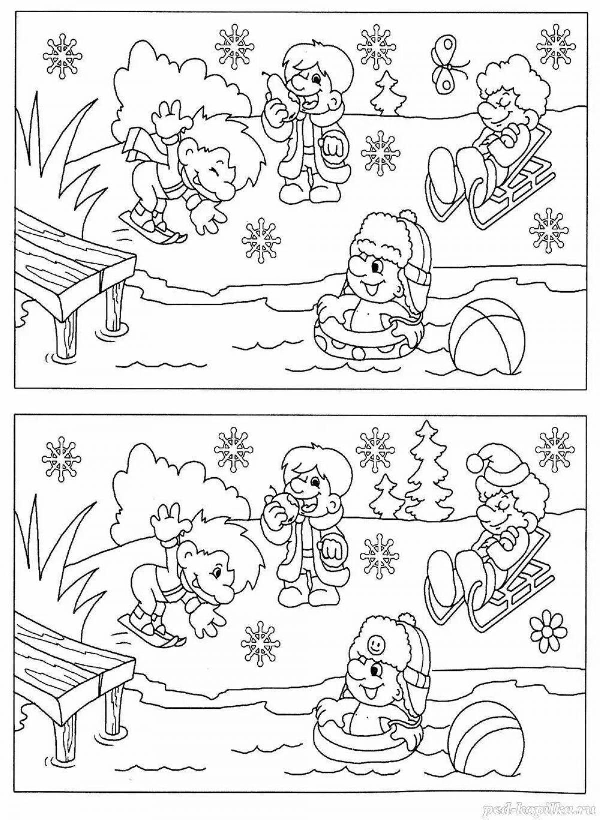 Elegant coloring book signs of winter for children