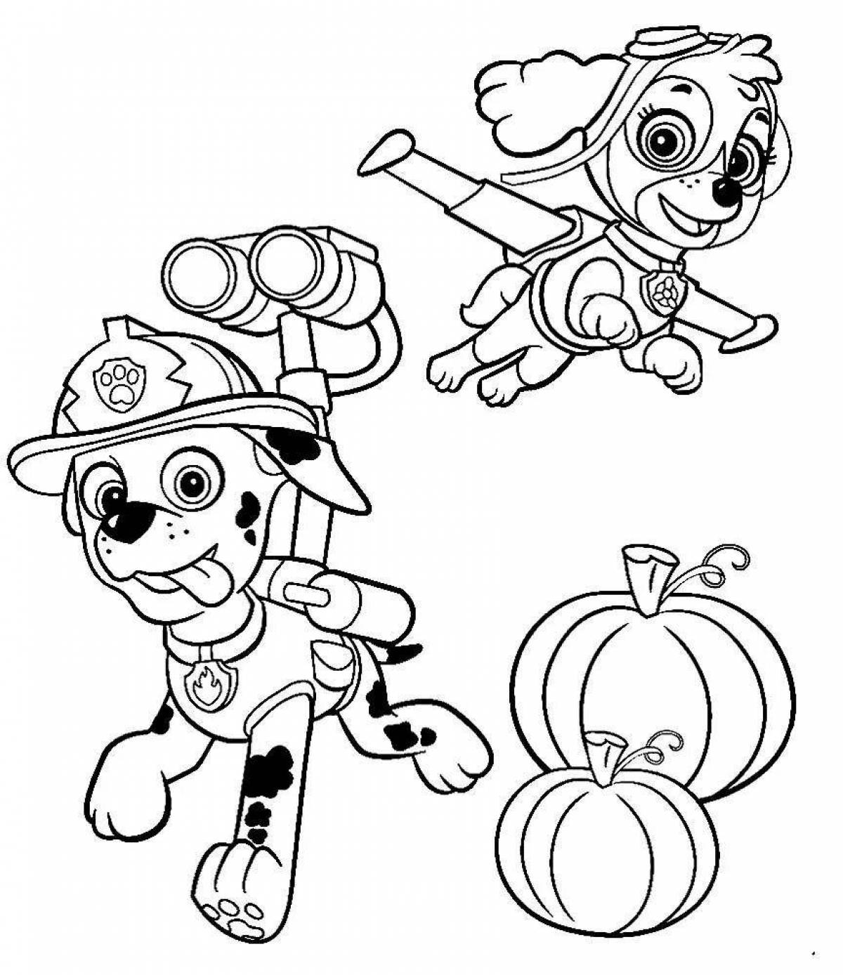 Adorable marshal coloring book for kids