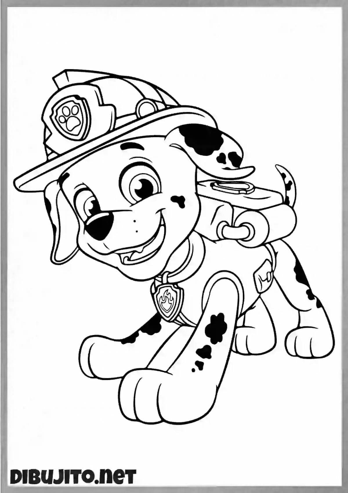 Cute marshal coloring book for kids