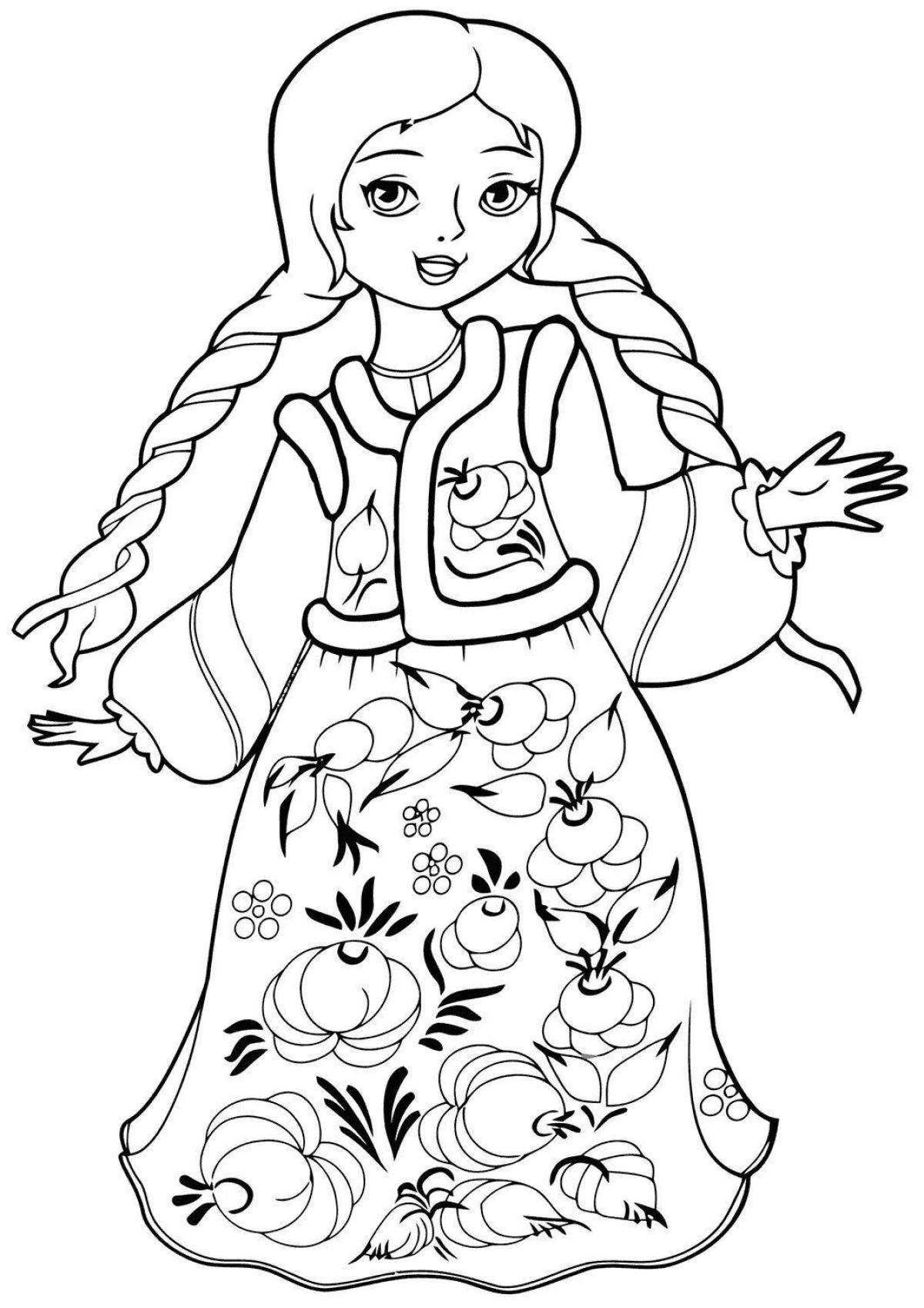 Coloring page charming Russian beauty