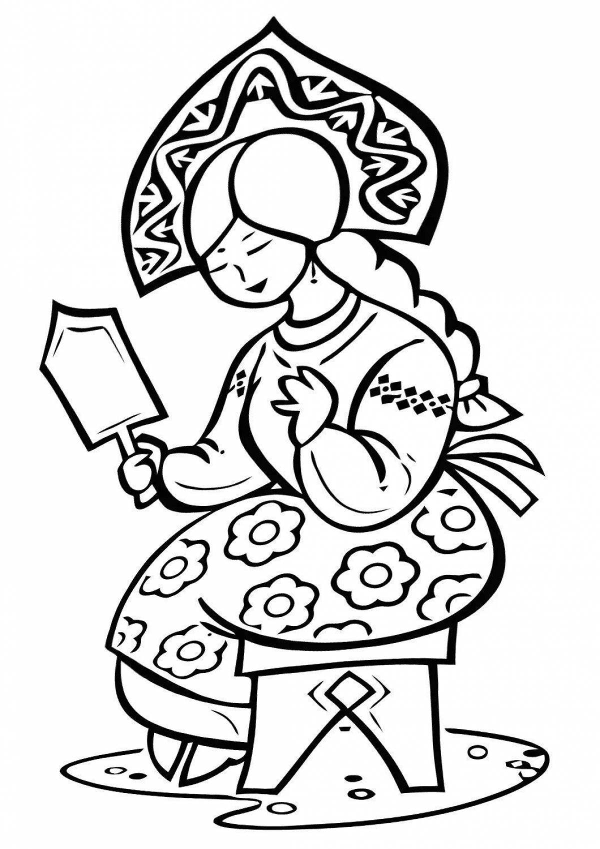 Coloring page glorious Russian beauty