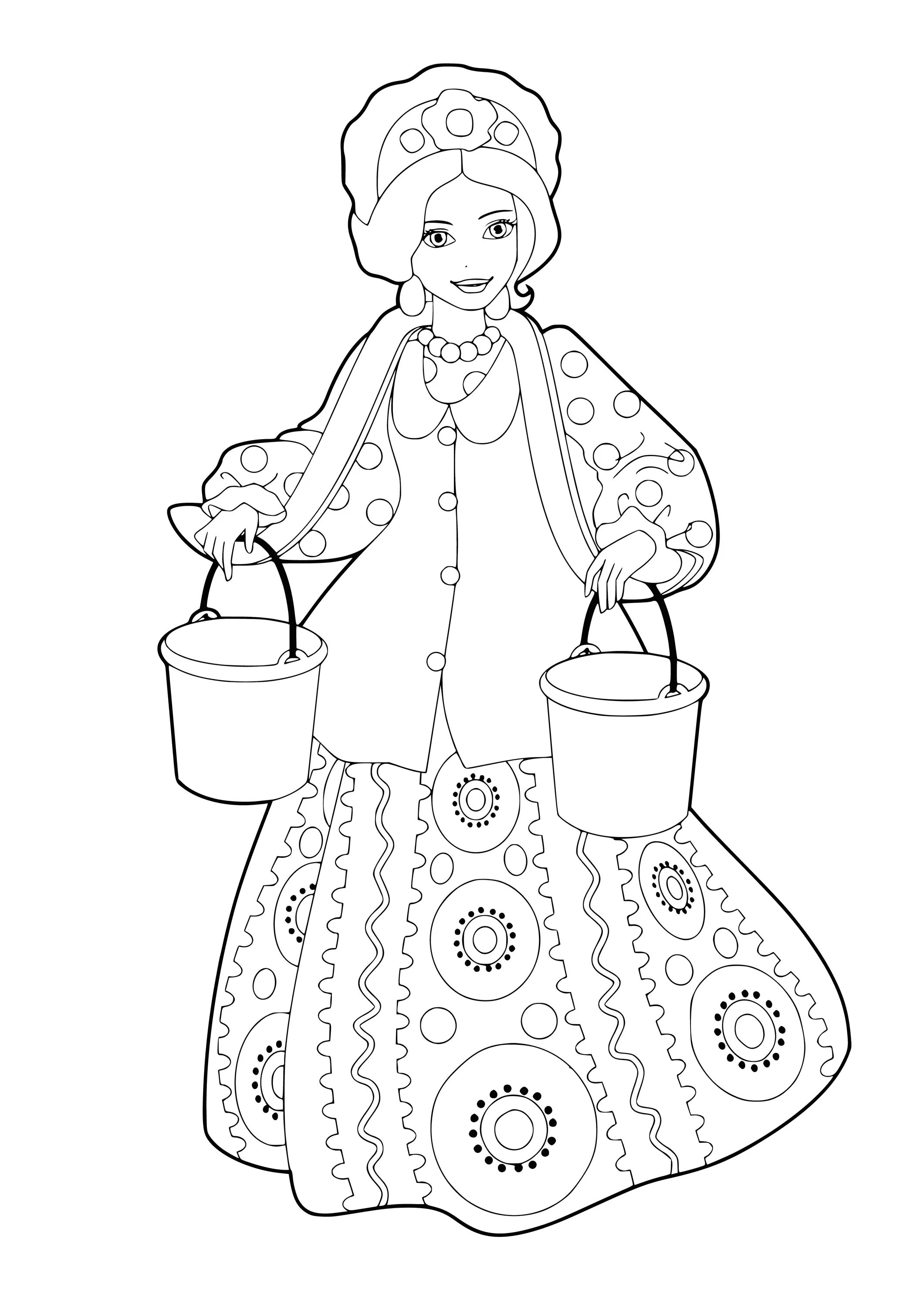 Coloring page bewitching Russian beauty