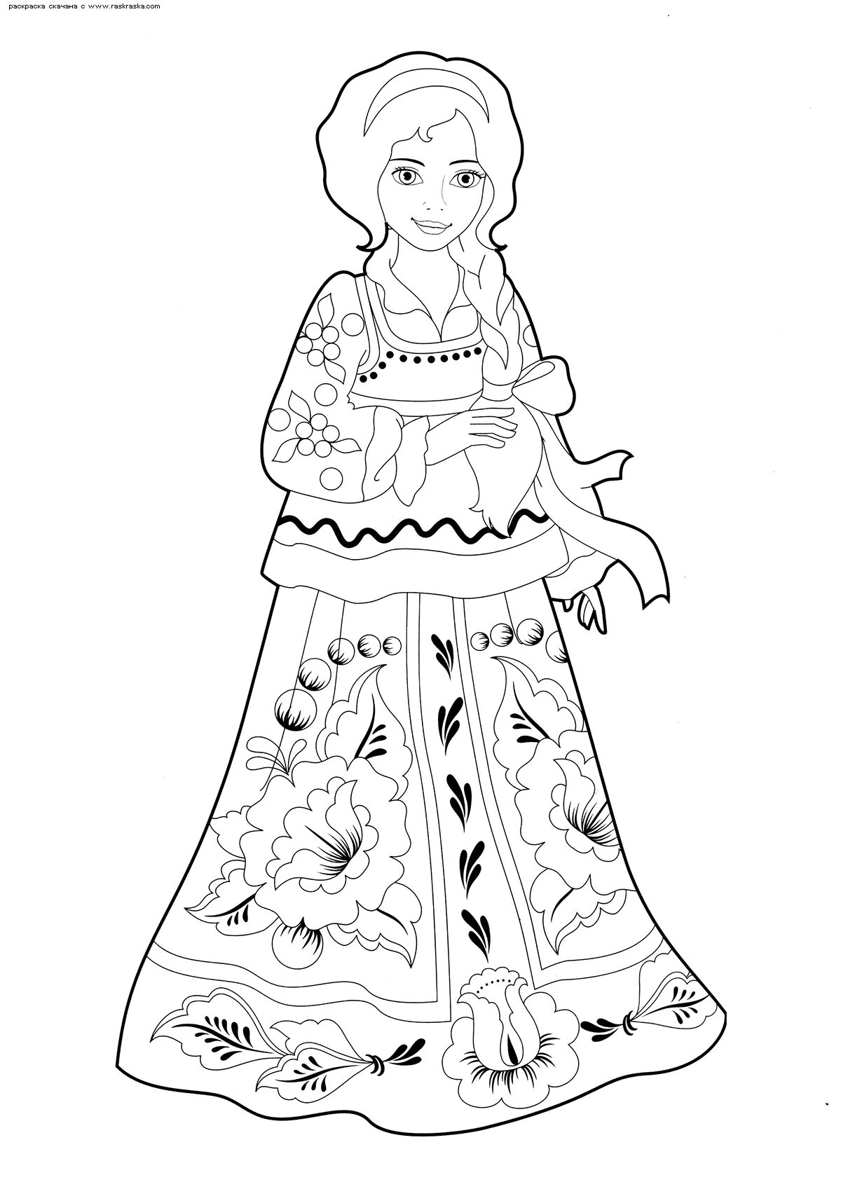 Coloring page hypnotic Russian beauty