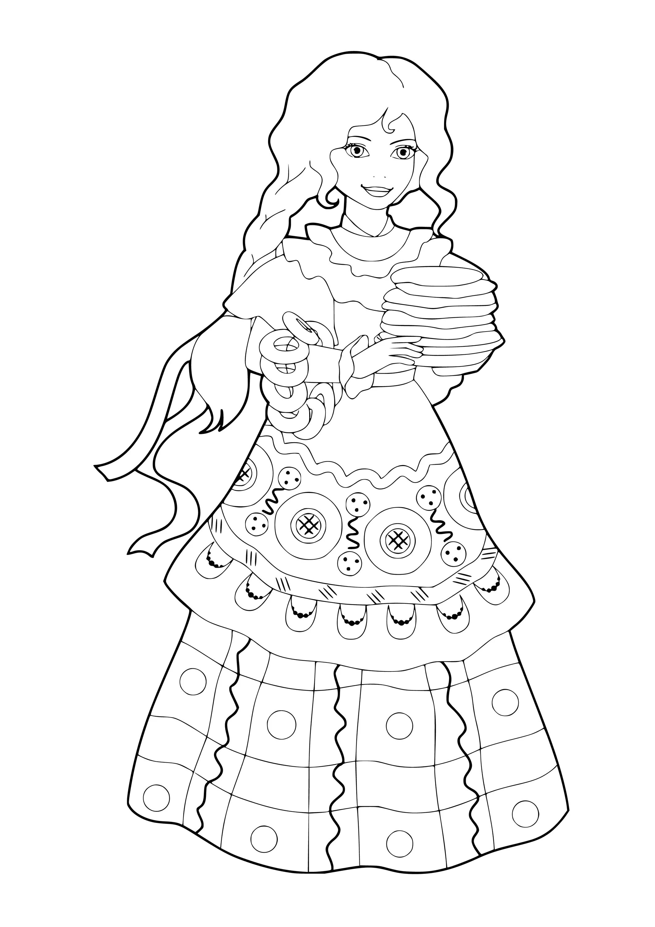 Coloring page surreal Russian beauty