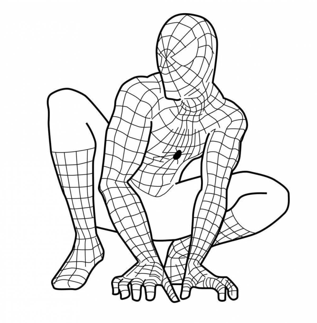 Colorful spiderman coloring page for kids