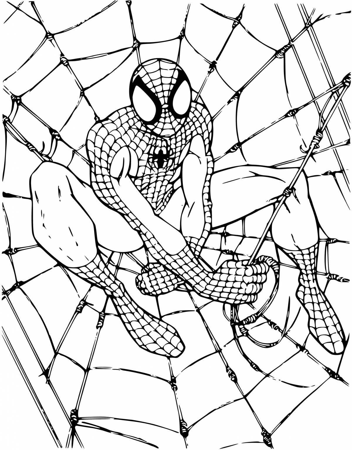 Awesome spiderman coloring page for kids