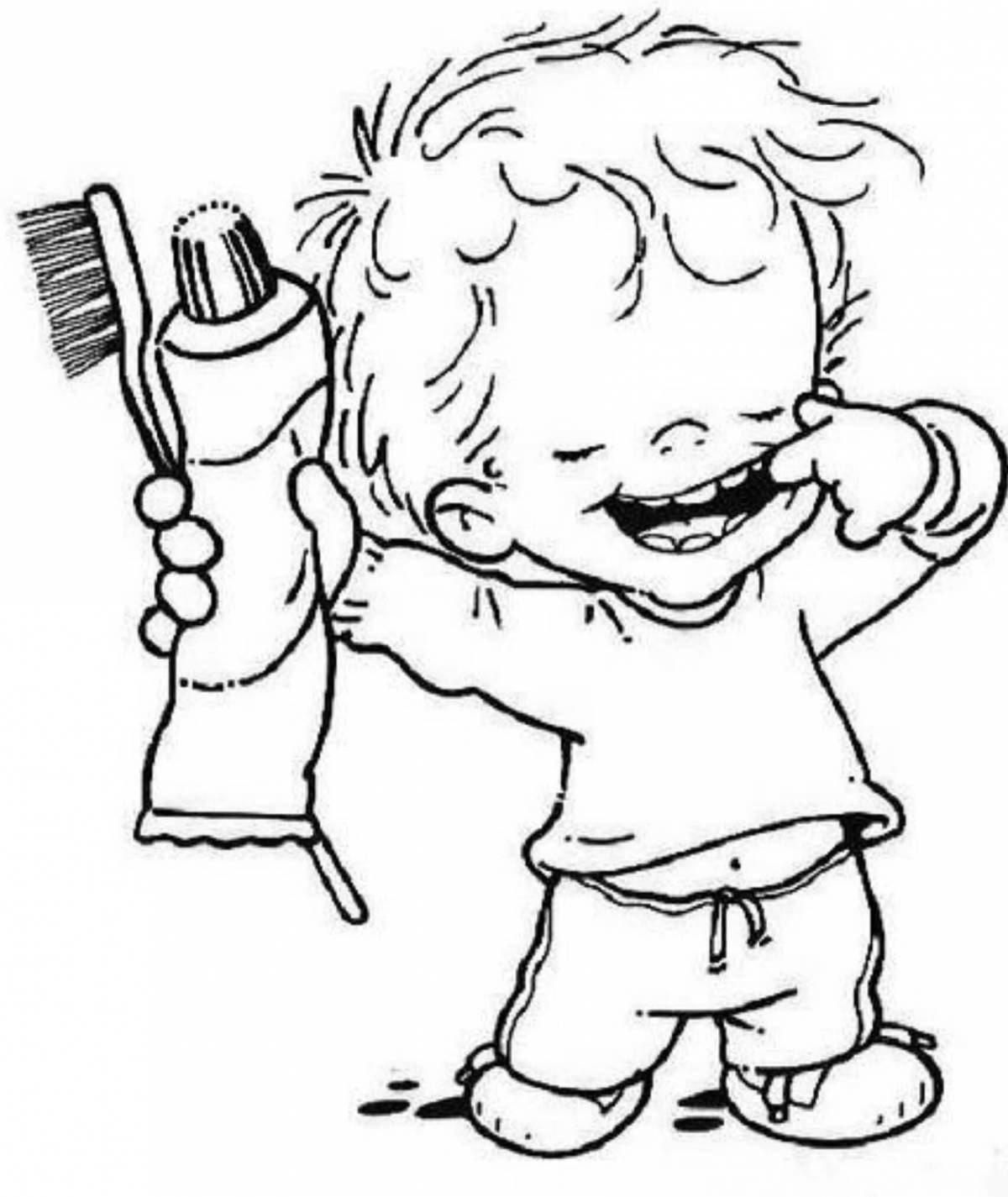 Photo Creative personal care coloring page for kids