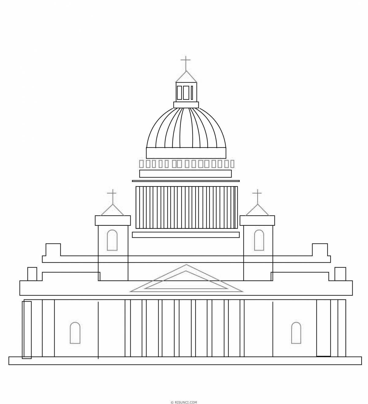 Coloring page majestic St. Isaac's Cathedral