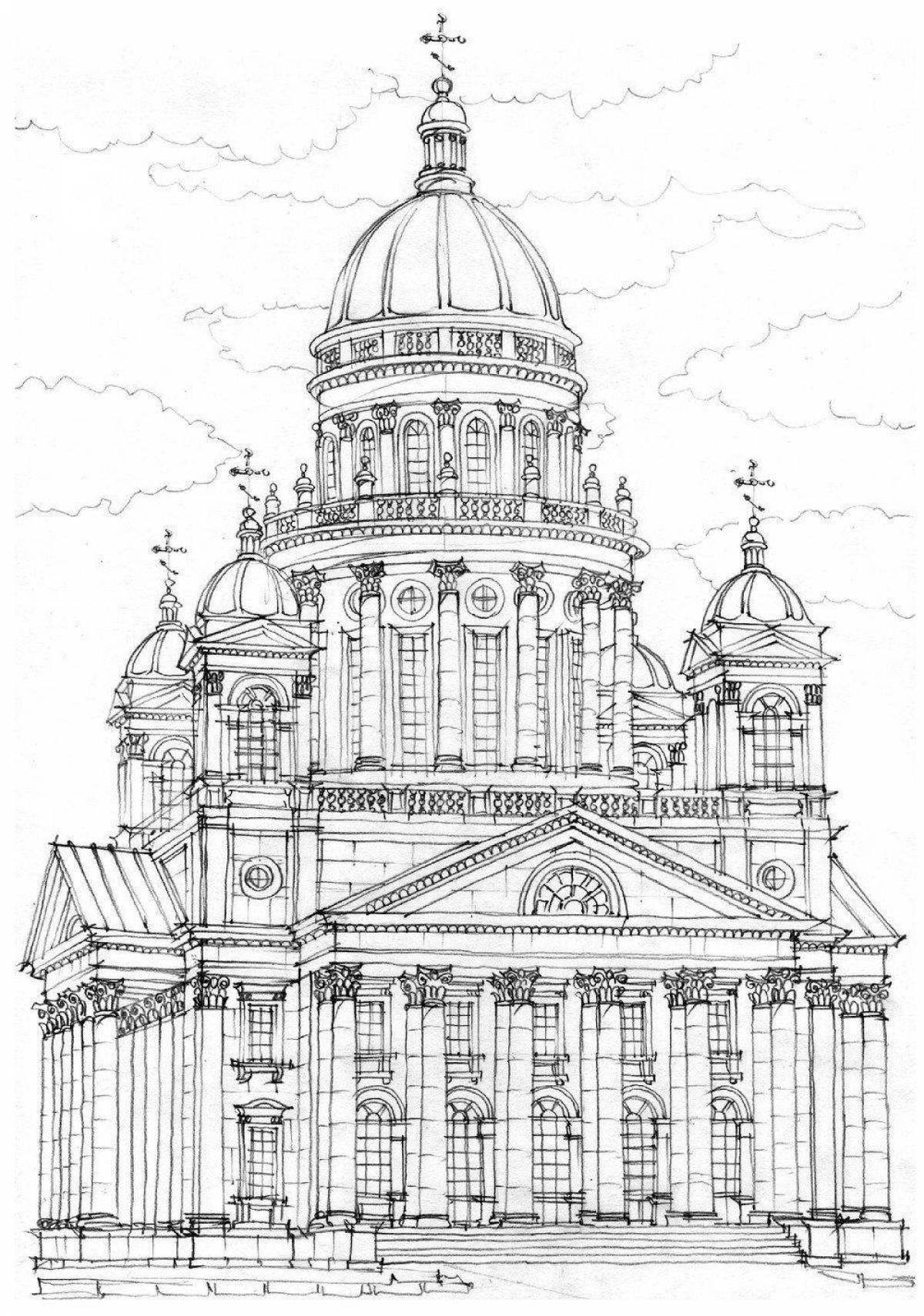Exquisite St. Isaac's Cathedral coloring book