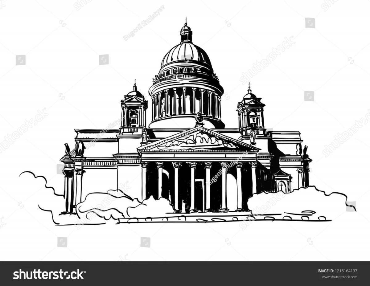 Radiant St. Isaac's Cathedral coloring page