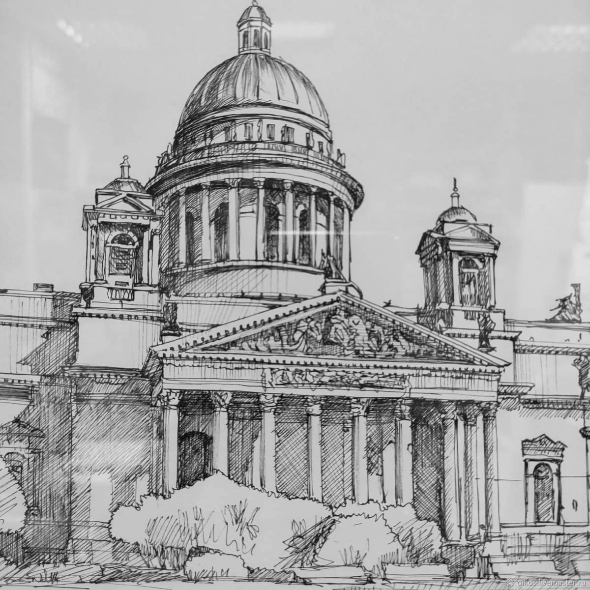 Coloring page elegant St. Isaac's Cathedral