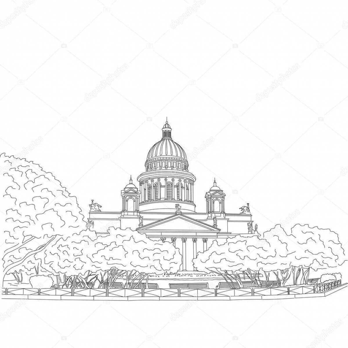 Impressive St. Isaac's Cathedral coloring book