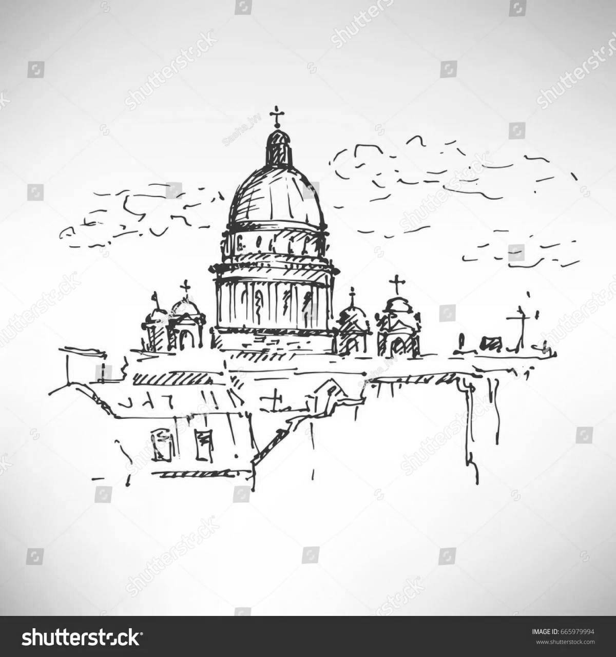 Bright St. Isaac's Cathedral coloring book