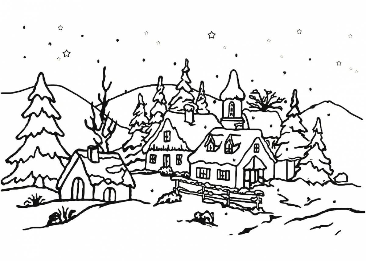 Village in winter for children #8