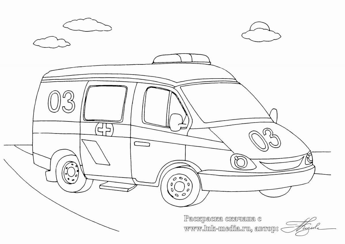 Coloring page happy ambulance