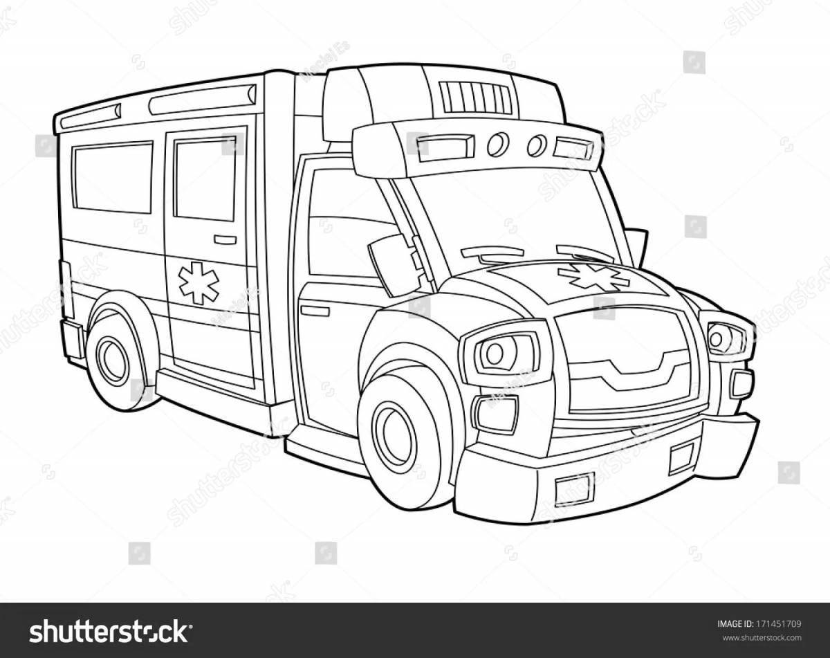 Coloring page for a spectacular ambulance