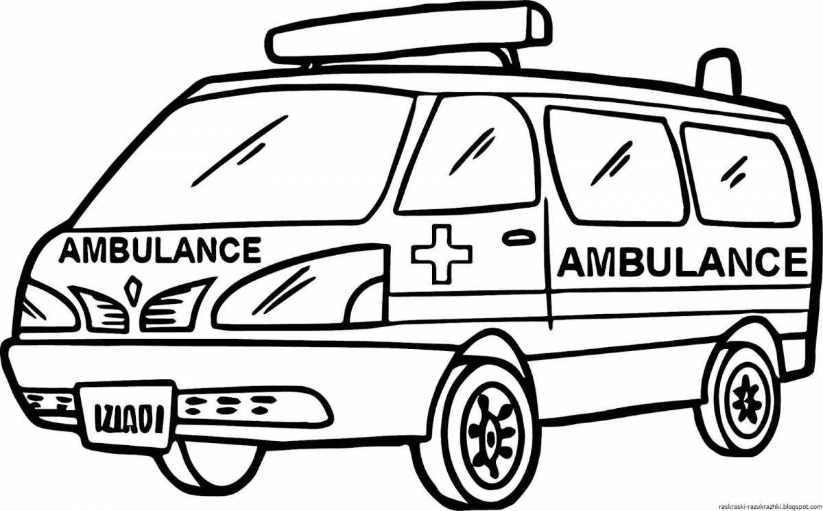 Отличительная страница раскраски машины скорой помощи
