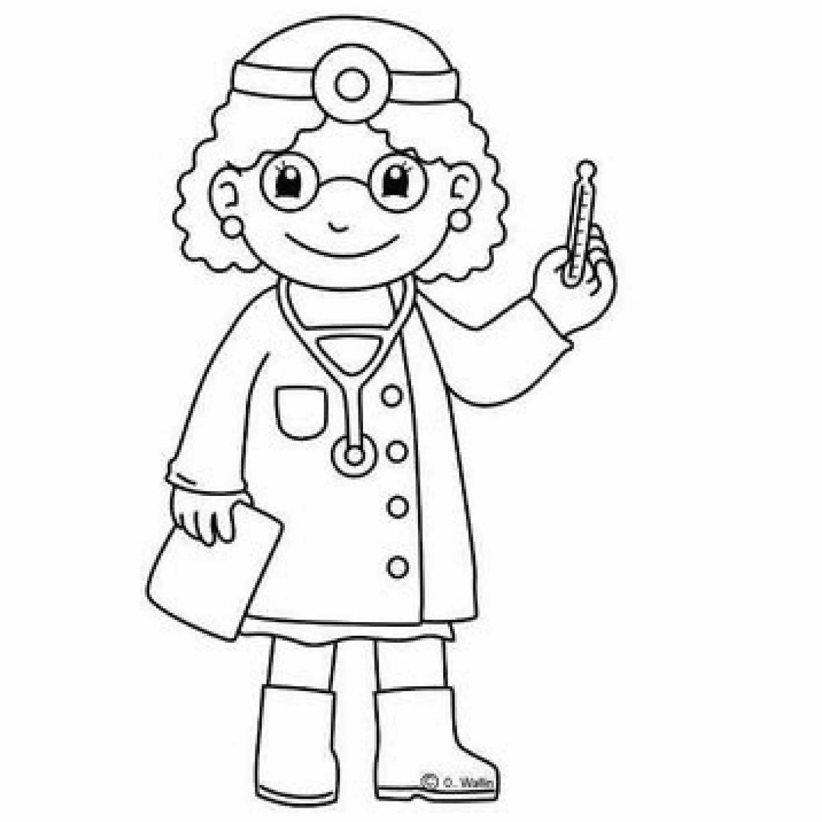Colorful doctor profession coloring page