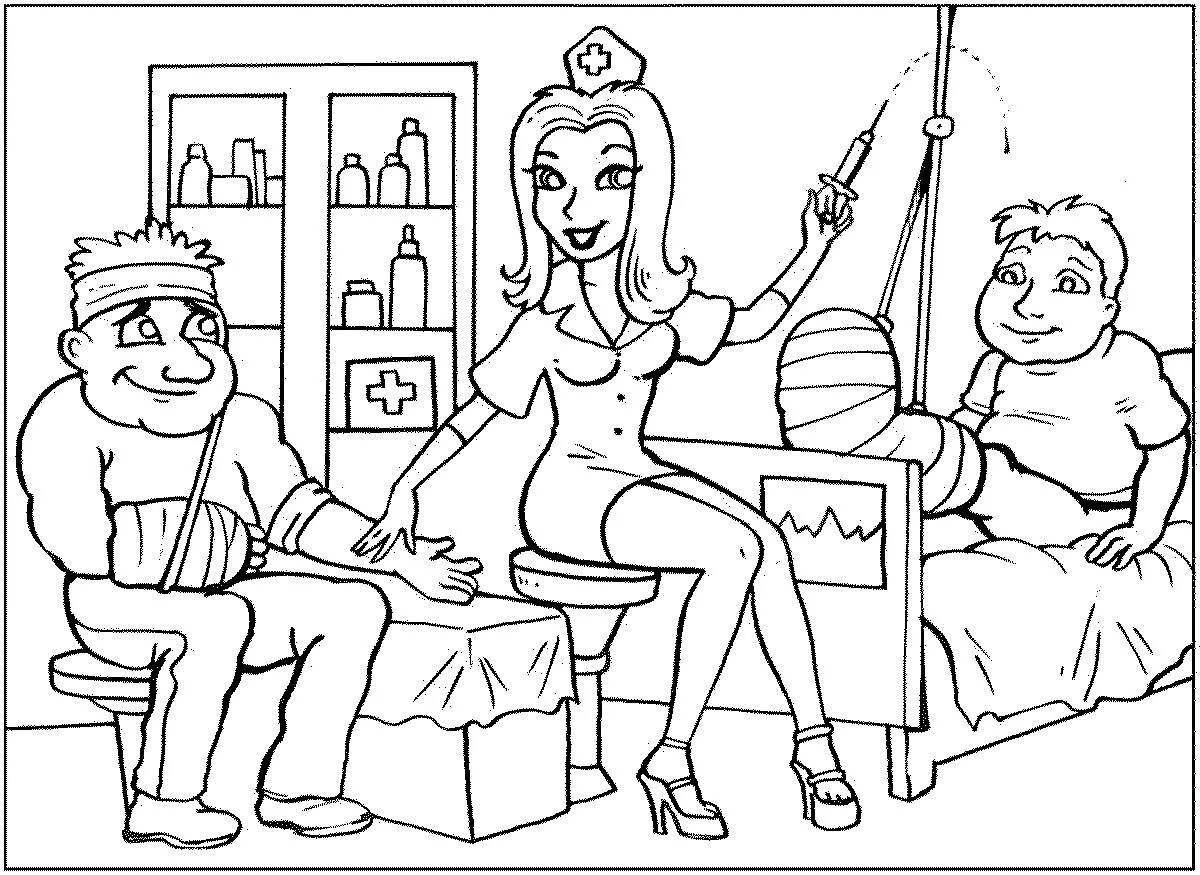 Bright doctor profession coloring page