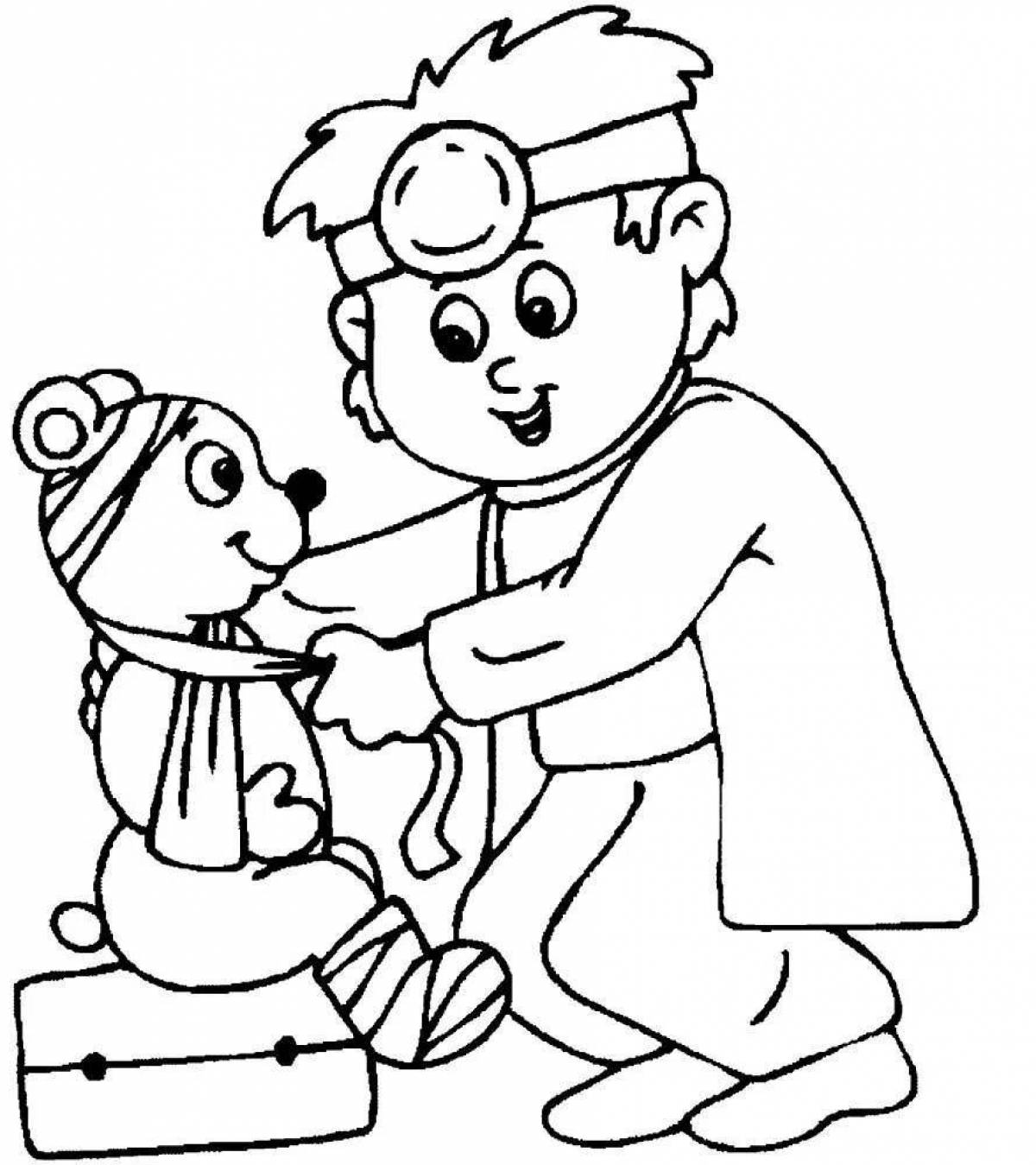 Entertaining coloring book profession of a doctor