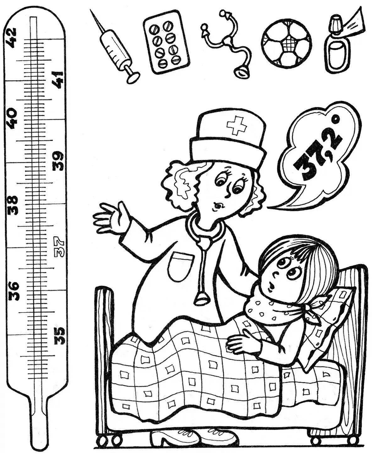 Playful doctor profession coloring page