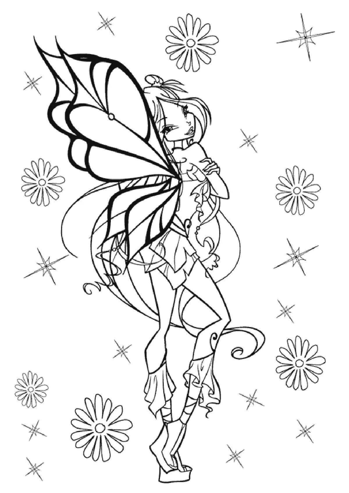 Colourful winx coloring for girls fairies