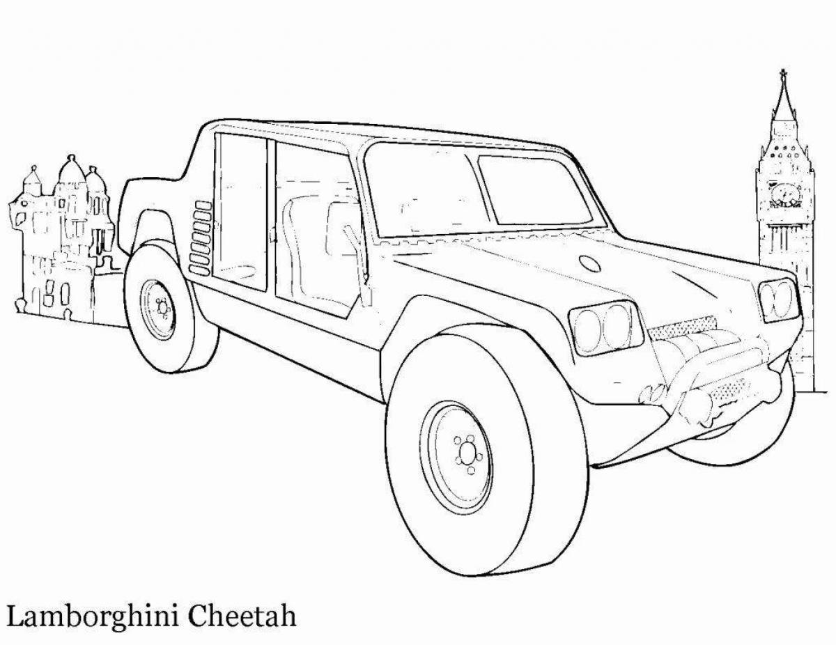 Colorful painted helik cars coloring page for boys