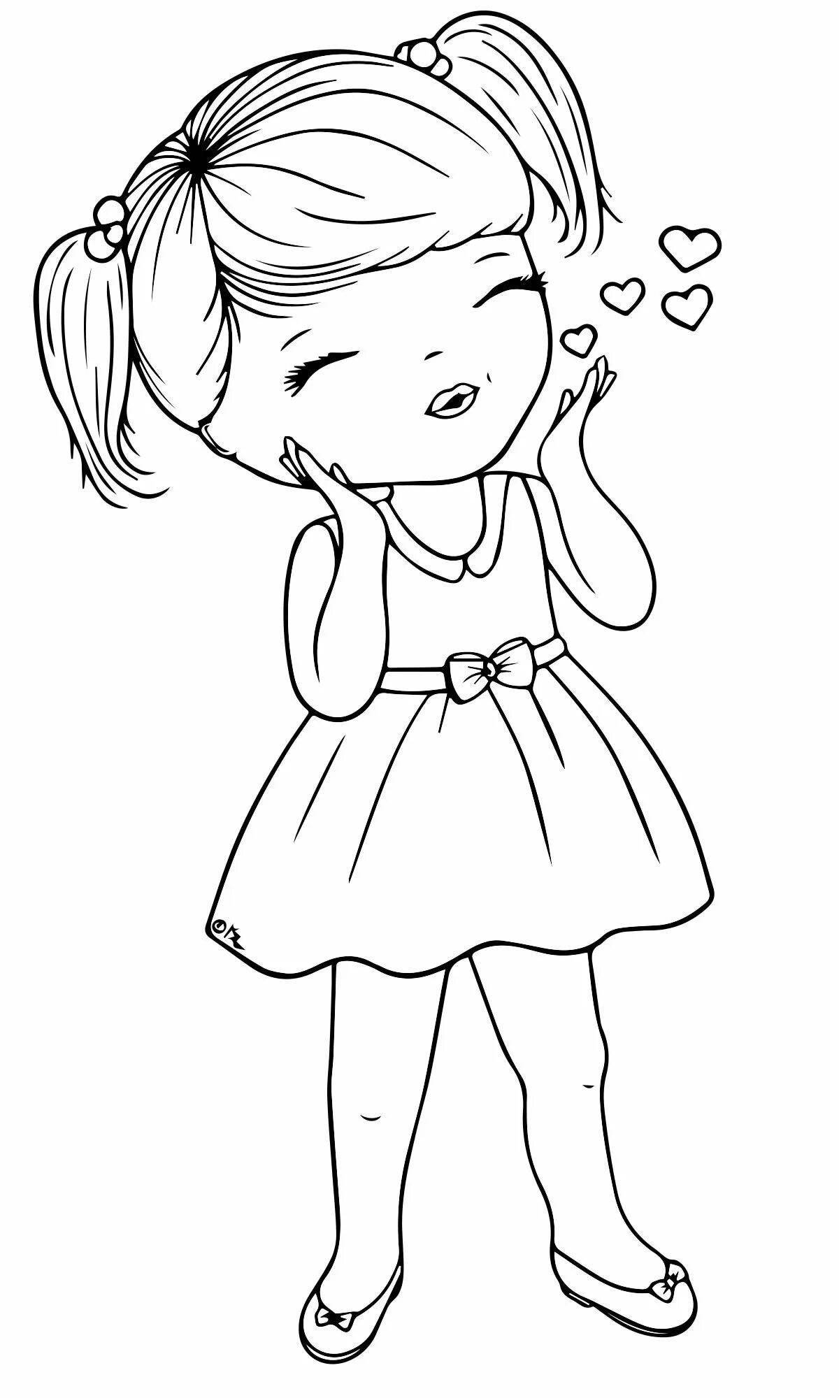 Joyful coloring pages for little girls