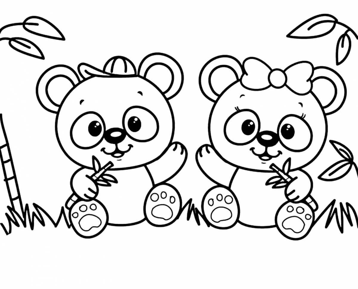Rainbow panda coloring pages for girls