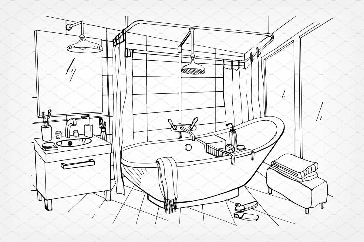 Bright bathroom coloring book for kids