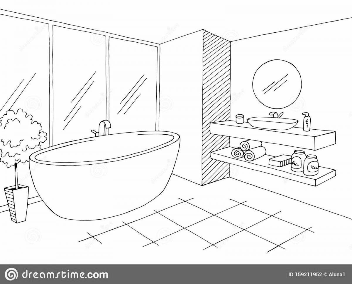 Amusing coloring book for kids in the bathroom