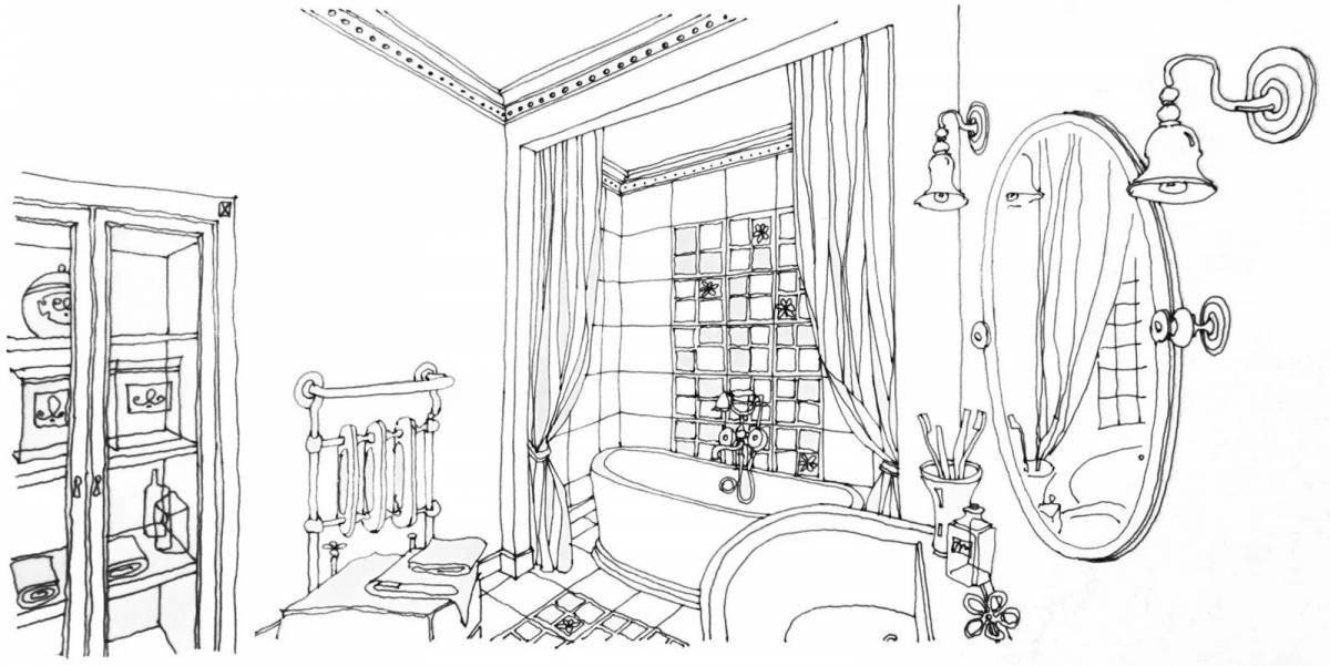 Relaxing bathroom coloring book for kids
