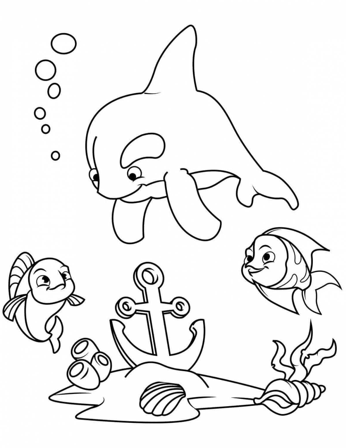 Adorable sea life coloring book