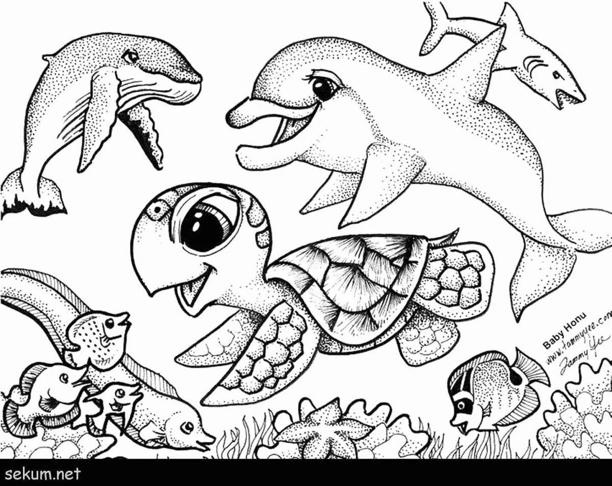 Intricate marine life coloring book
