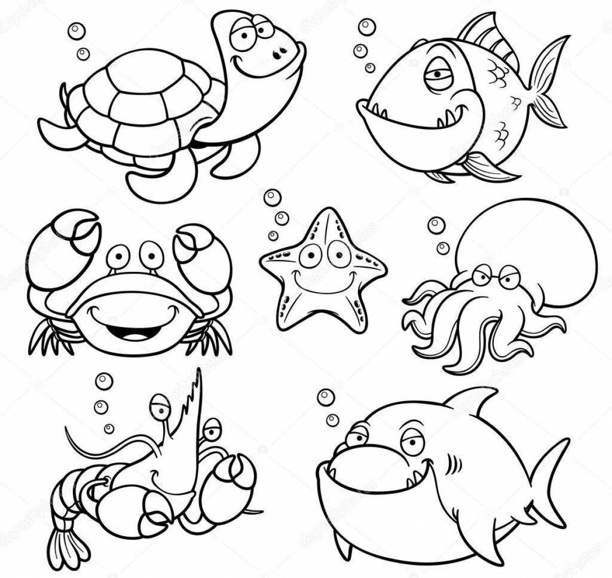 Realistic marine life coloring pages
