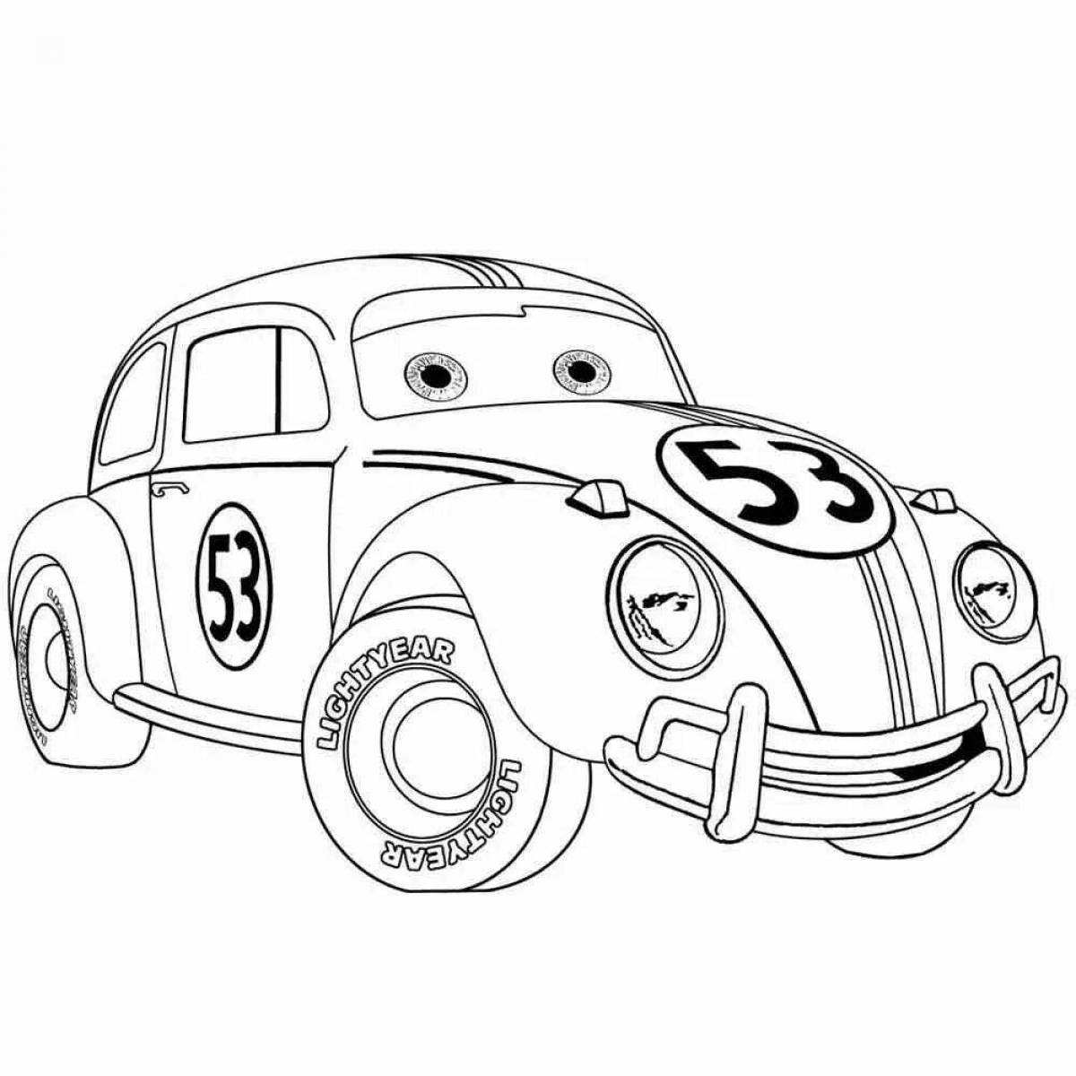 Colorful cartoon cars coloring for kids