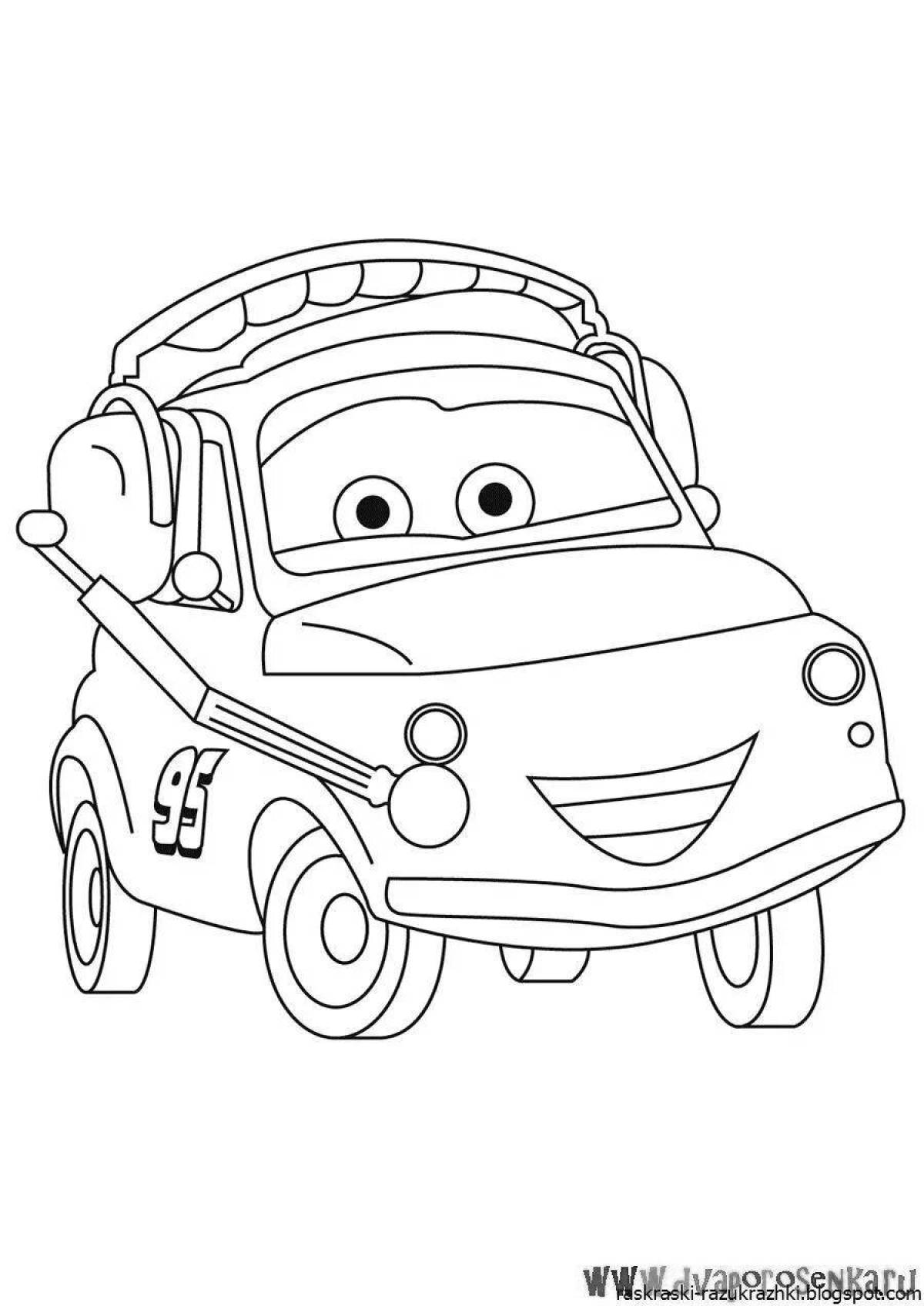 Coloring cute cartoon cars for kids