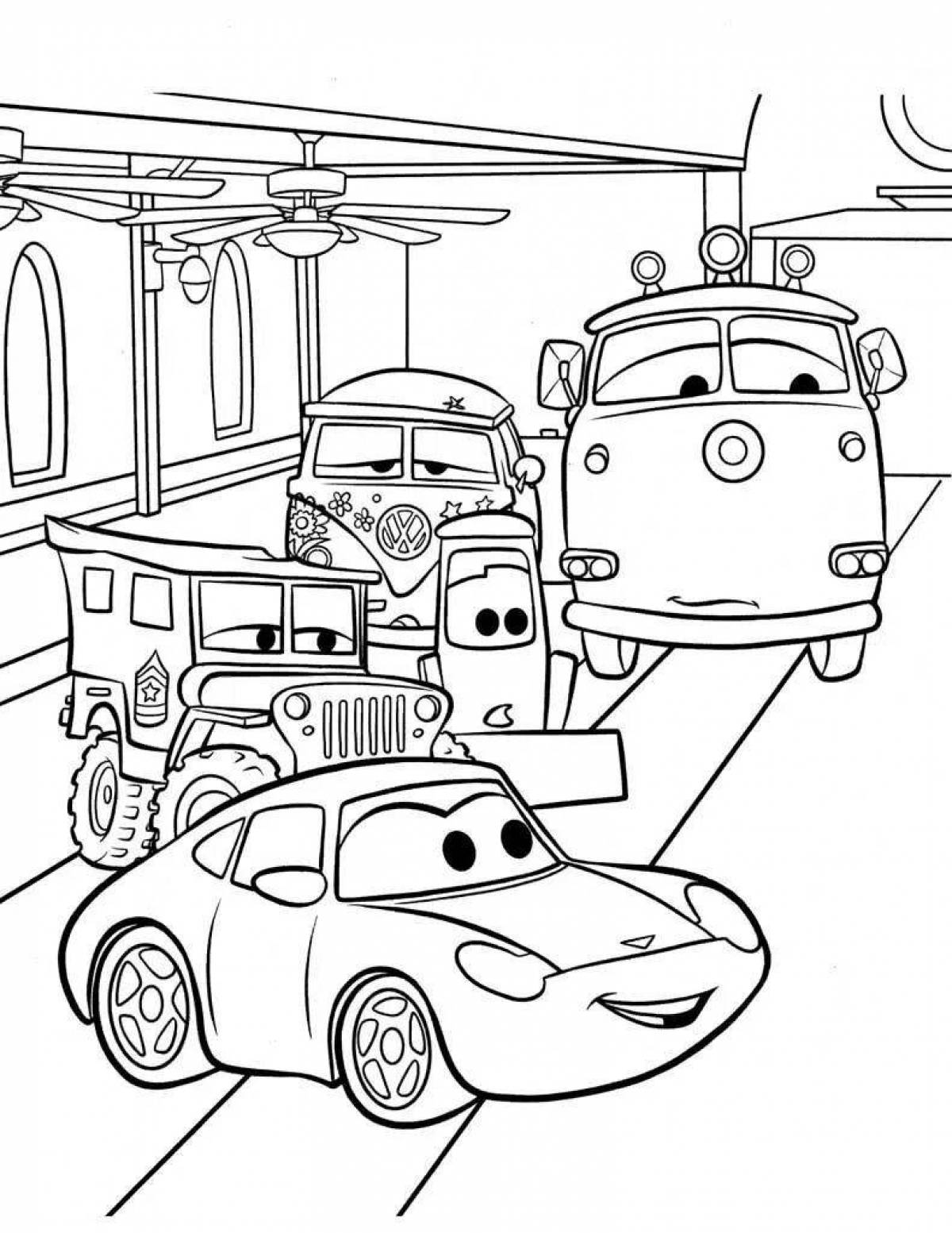 Adorable cartoon cars coloring book for kids