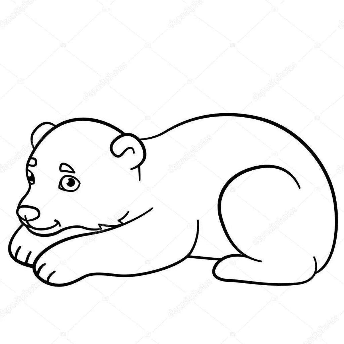 Очаровательная раскраска «белый медведь» для детей