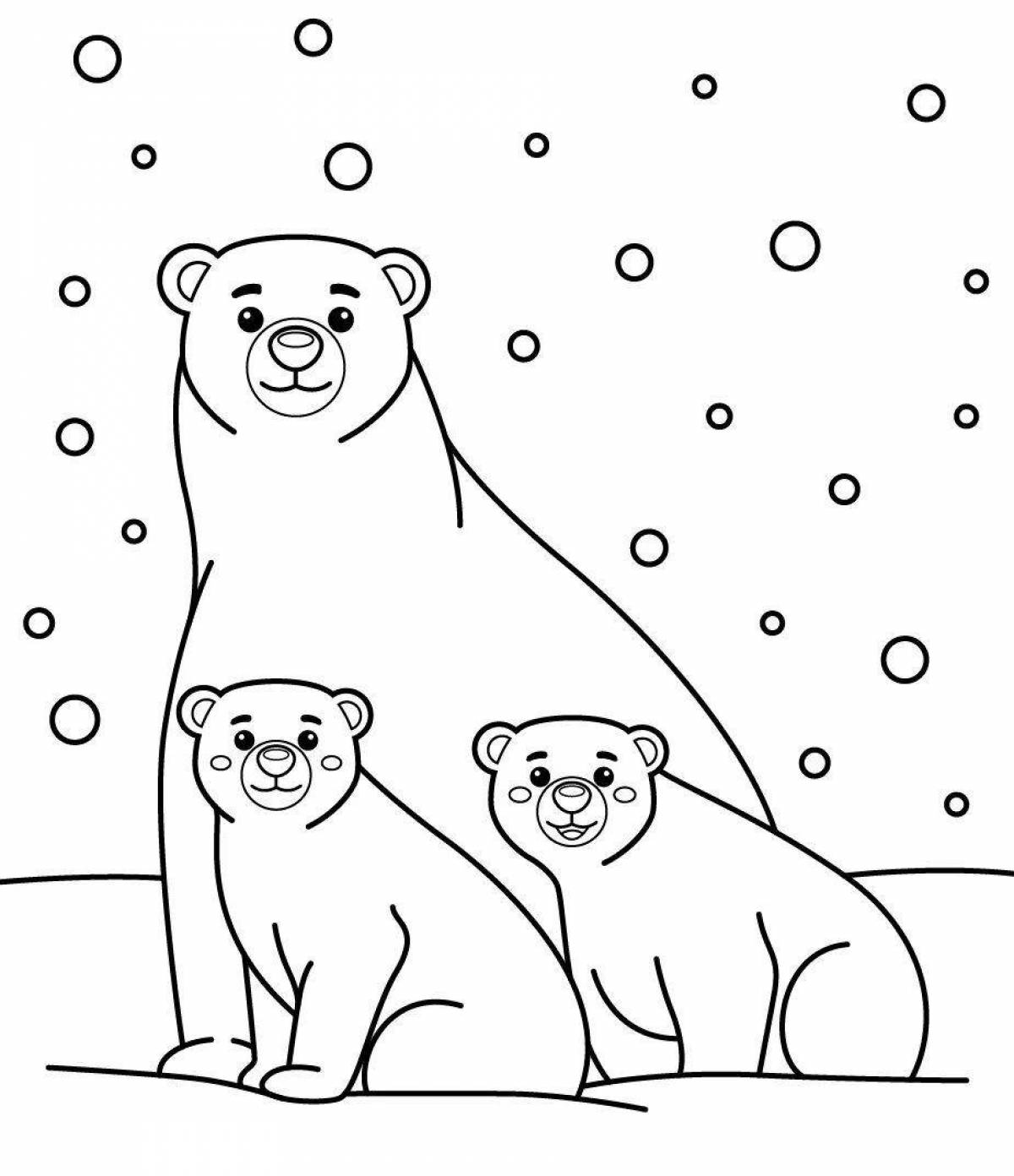 Раскраска сияющий белый медведь для детей