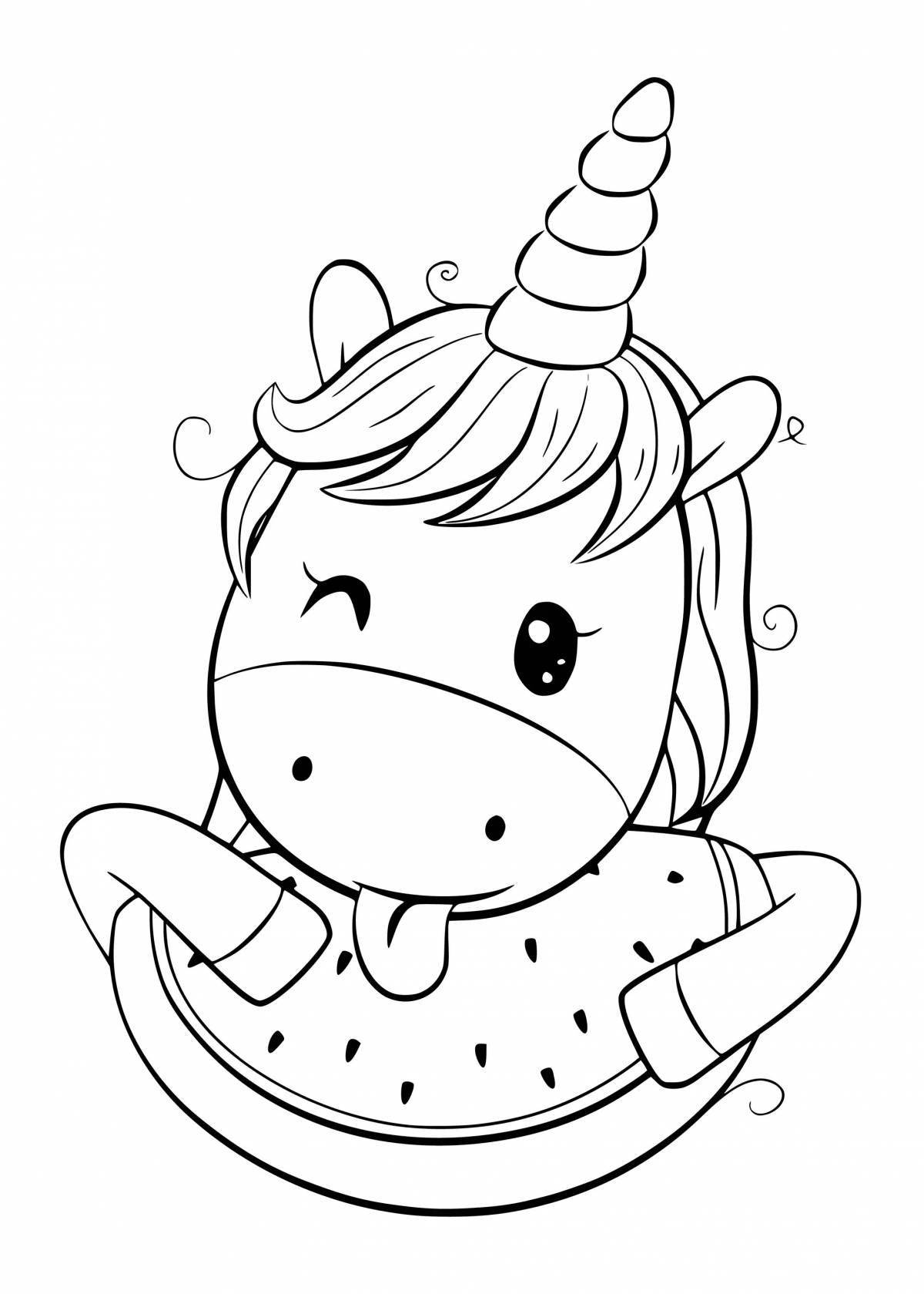 Adorable unicorn coloring book for kids