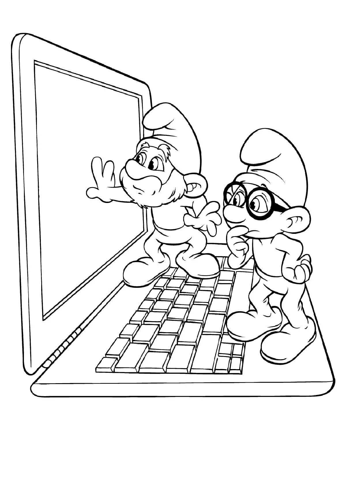 Primary School Safe Internet Coloring Page